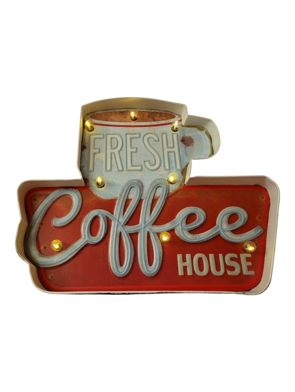 CozyCafe Coffee Shop Embossed Metal Sign with LED Lights, Vintage Decor for Cafe - Picture 4 of 9